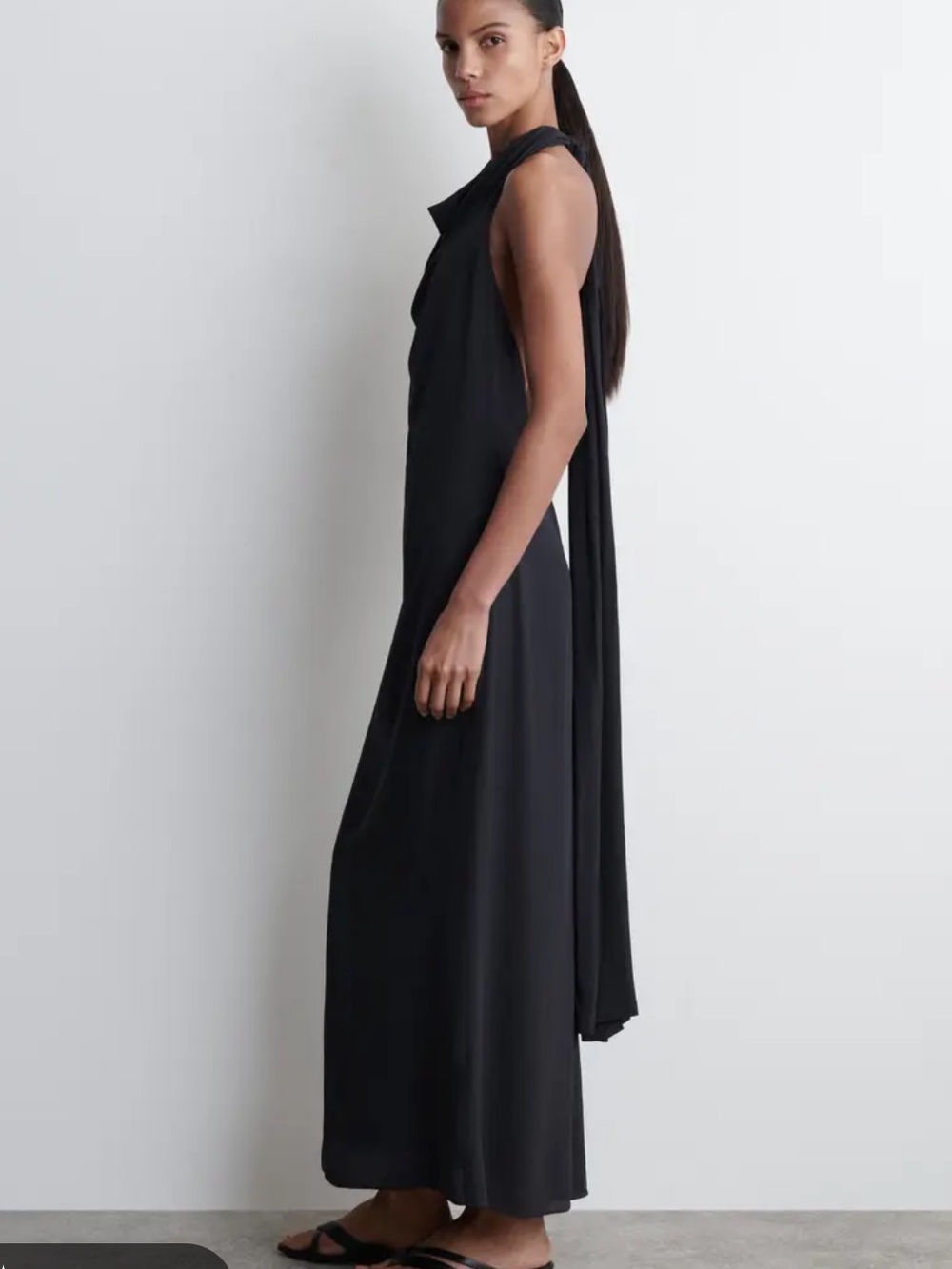 NWT COS Navy Halter Maxi Dress with Cowl Neck
